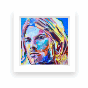 🎸 “Kurt Blue Cobain” – Print Enmarcada de Obra Original Inspirada en Kurt Cobain