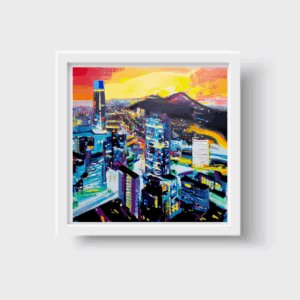 🌆🌅 **“Santiago al Atardecer” – Print Enmarcada | Ciudad y Luz en Crepúsculo | Edición Limitada**