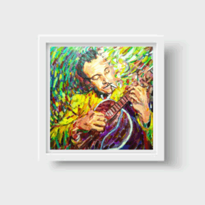 🎻🔥 “Swing Gitano” – Print Enmarcada de Obra Original Inspirada en Django Reinhardt