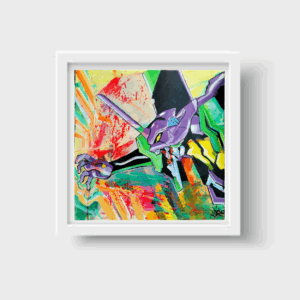 “Unidad 01: Ruptura del Límite” – Cuadro Enmarcado de Obra Original Inspirada en Evangelion