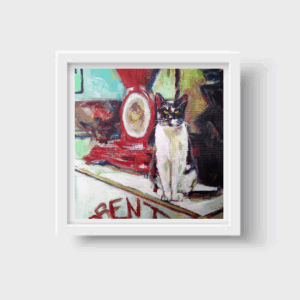 🐈🖤🤍 **“Contraste Silencioso” – Print Enmarcada de Obra Original de Gato Blanco y Negro**