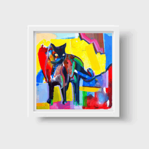 🐈‍⬛🌌 “Presencia Oscura” – Print Enmarcada de Obra Original de Gato Negro