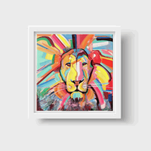 🦁🌈 “Realeza en Color” – Print Enmarcada de Obra Original de León Multicolor