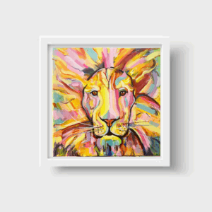 🦁🔥 “León de Fuego” – Print Enmarcada de Obra Original Inspirada en la Fuerza del León