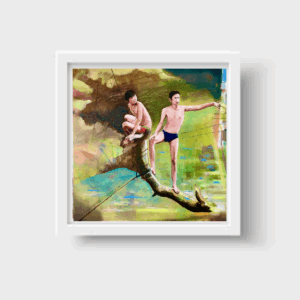 🌏💧 **“Infancia en el Río” – Print Enmarcada | Niños en un Río de Laos | Edición Limitada**