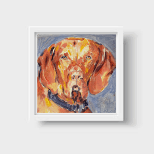 🐶☕ “Lealtad en Café” – Print Enmarcada de Obra Original de Perro Simón