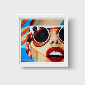 👓🌸 **“Mirada Retro” – Print Enmarcada de Obra Original de Chica con Lentes Estilo Vintage & Chic**