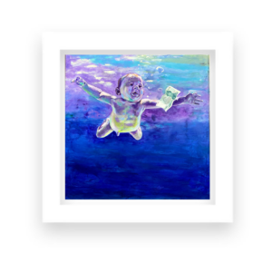 💥🎸 “Nevermind: Ruido y Flotación” – Print Enmarcado de Obra Original Inspirada en Nirvana